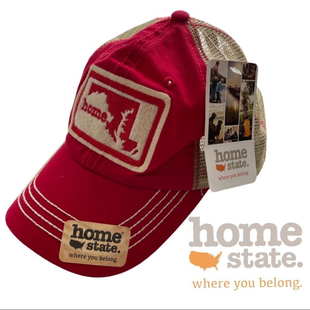 “Maryland” Distressed Unisex Red Baseball Hat | Mesh | Trucker | NWT